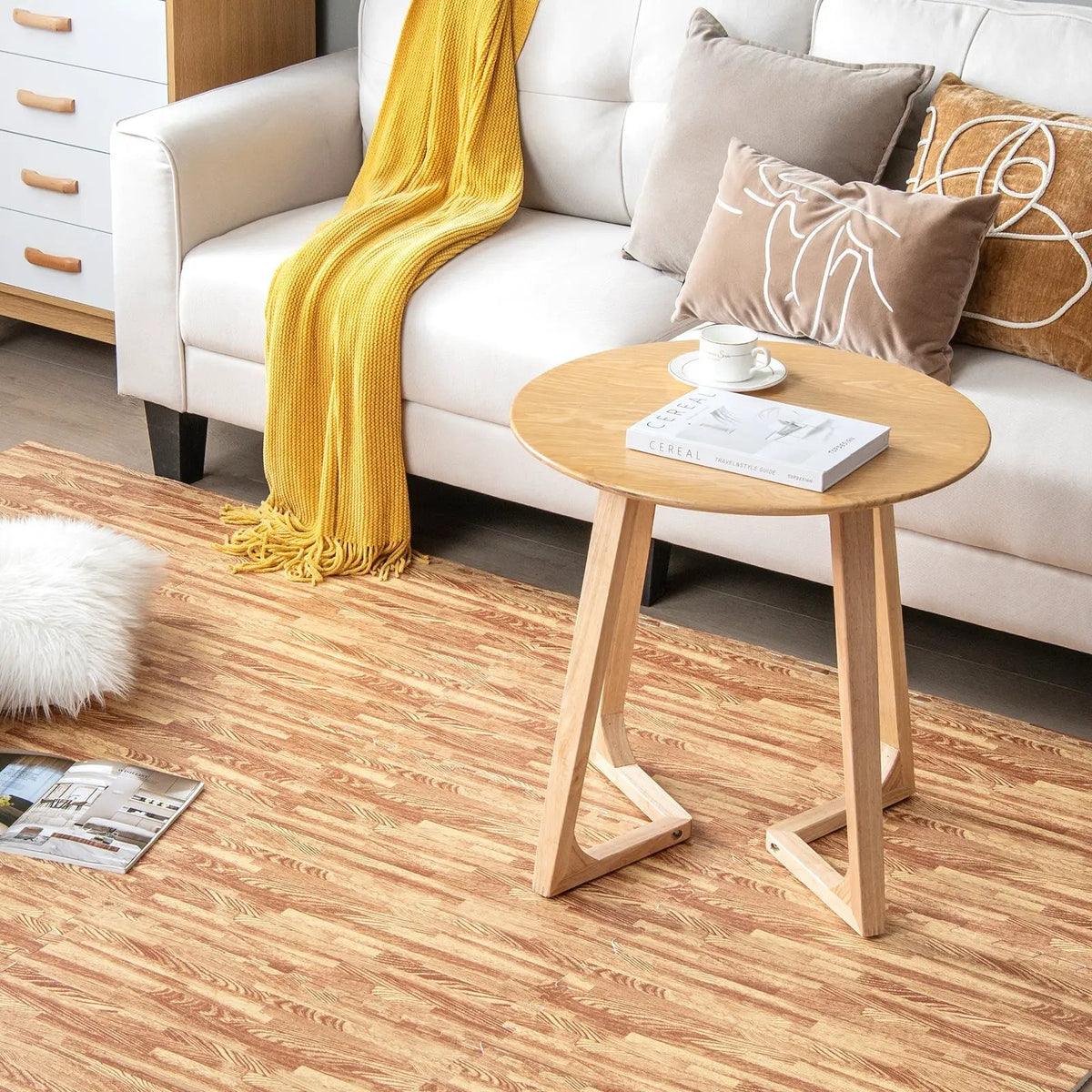 25 Tiles Wood Grain Foam Floor Mats with Borders- Natural by DirectDeals