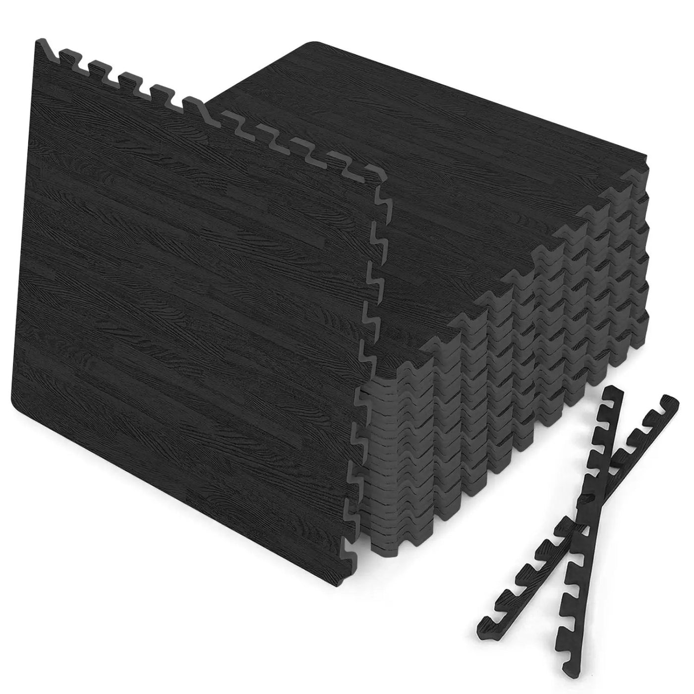 25 Tiles Wood Grain Foam Floor Mats with Borders- Natural by DirectDeals
