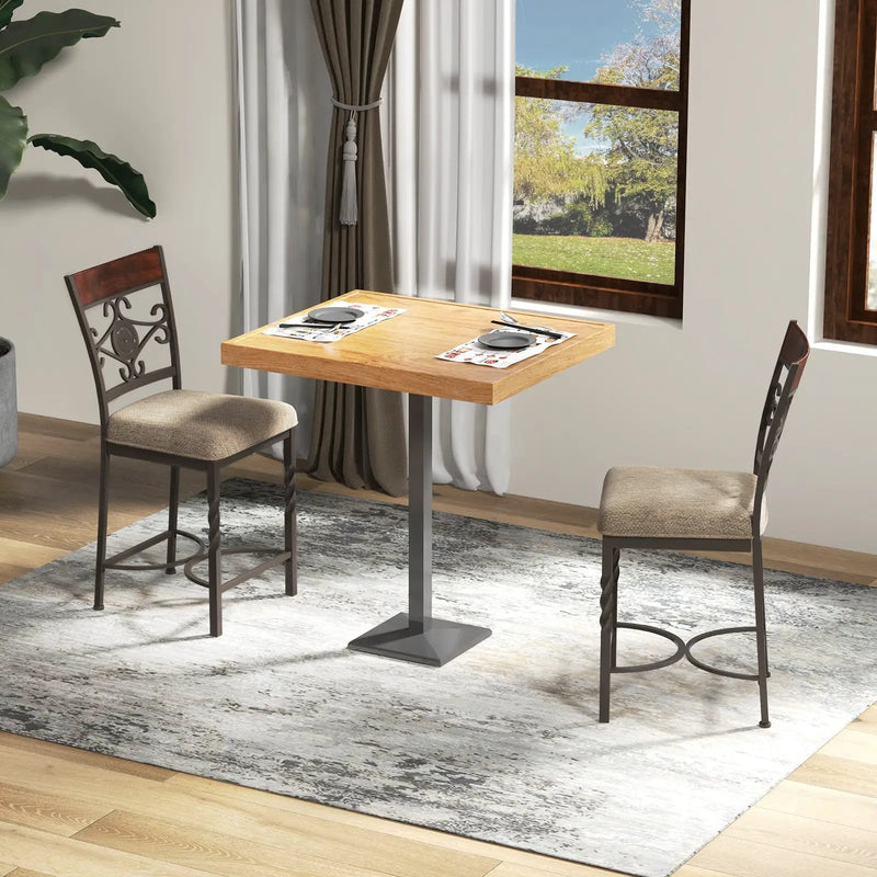 Set of 2 25 inches Bar Stools with Rust-proof Metal Frame and Soft Sponge Seat-Brown by DirectDeals