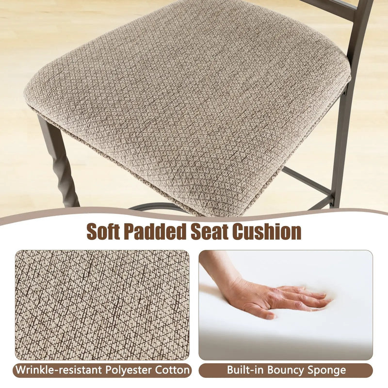 Set of 2 25 inches Bar Stools with Rust-proof Metal Frame and Soft Sponge Seat-Brown by DirectDeals