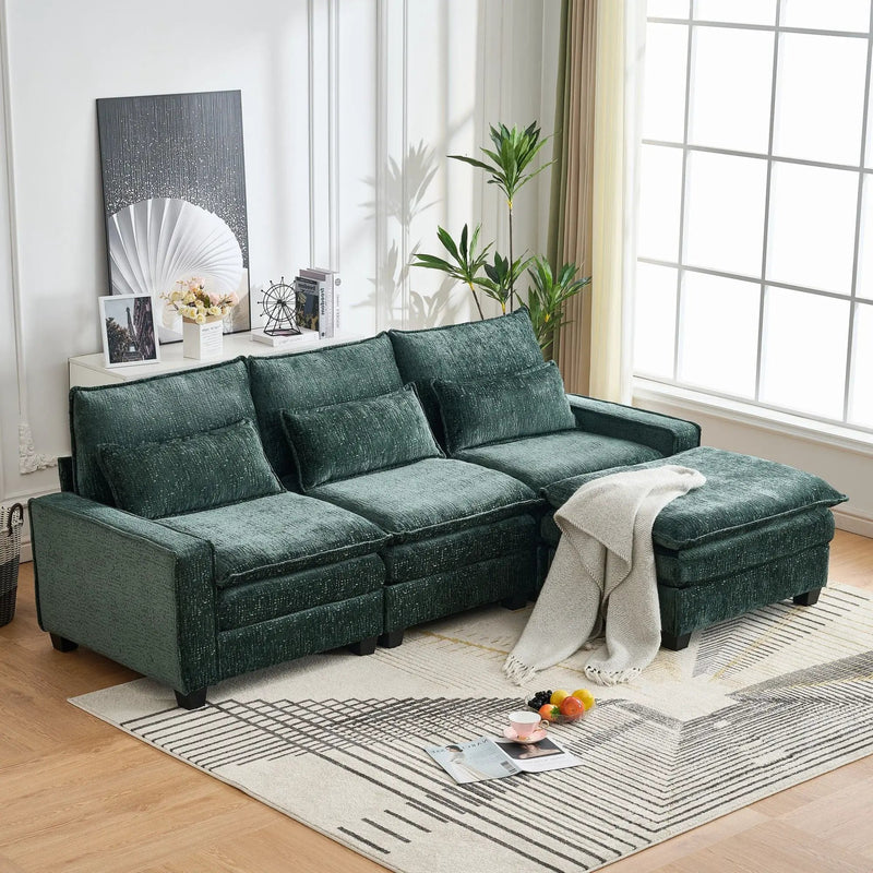Modern Comfy L Shaped Sectional Sofa With Movable Ottoman by HouseOfZazla