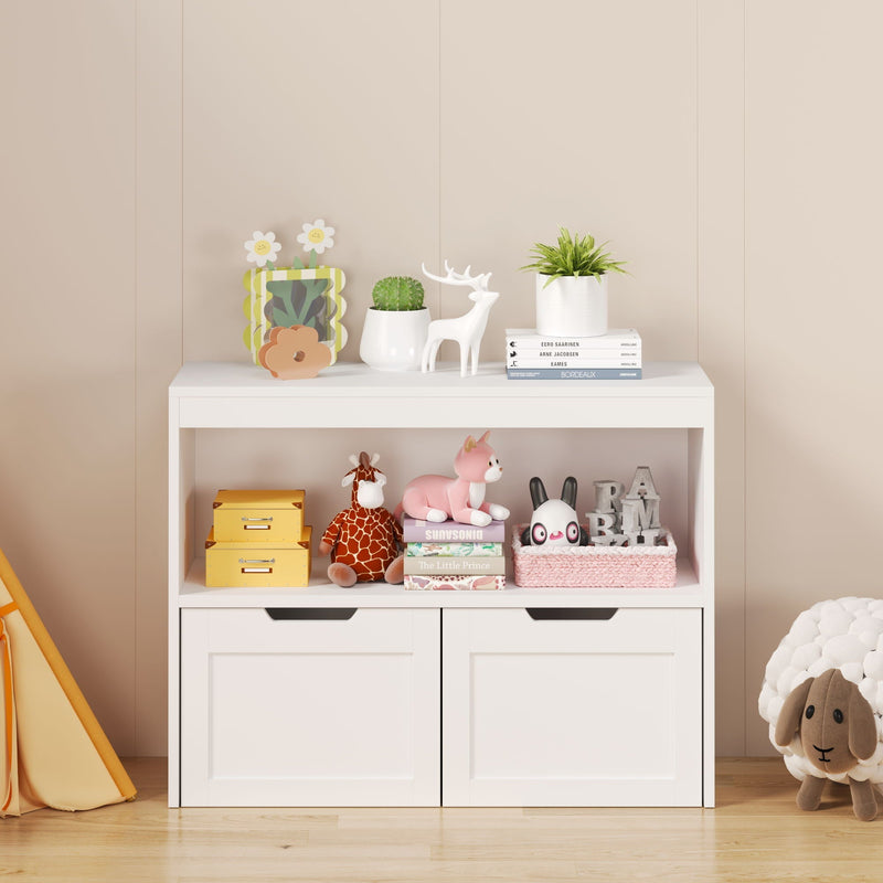 White Book Organizer with Large Drawers and Open Shelves - MDF Wood, photo 2 of 4