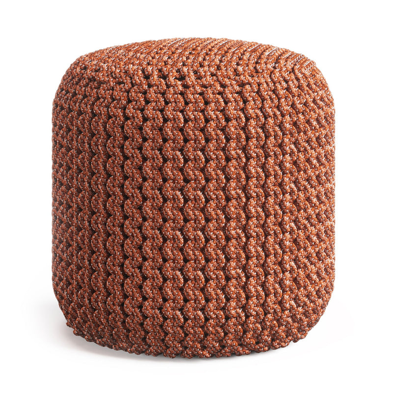 Wynne - Round Knitted Outdoor / Indoor Pouf - Orange by HouseOfZazla