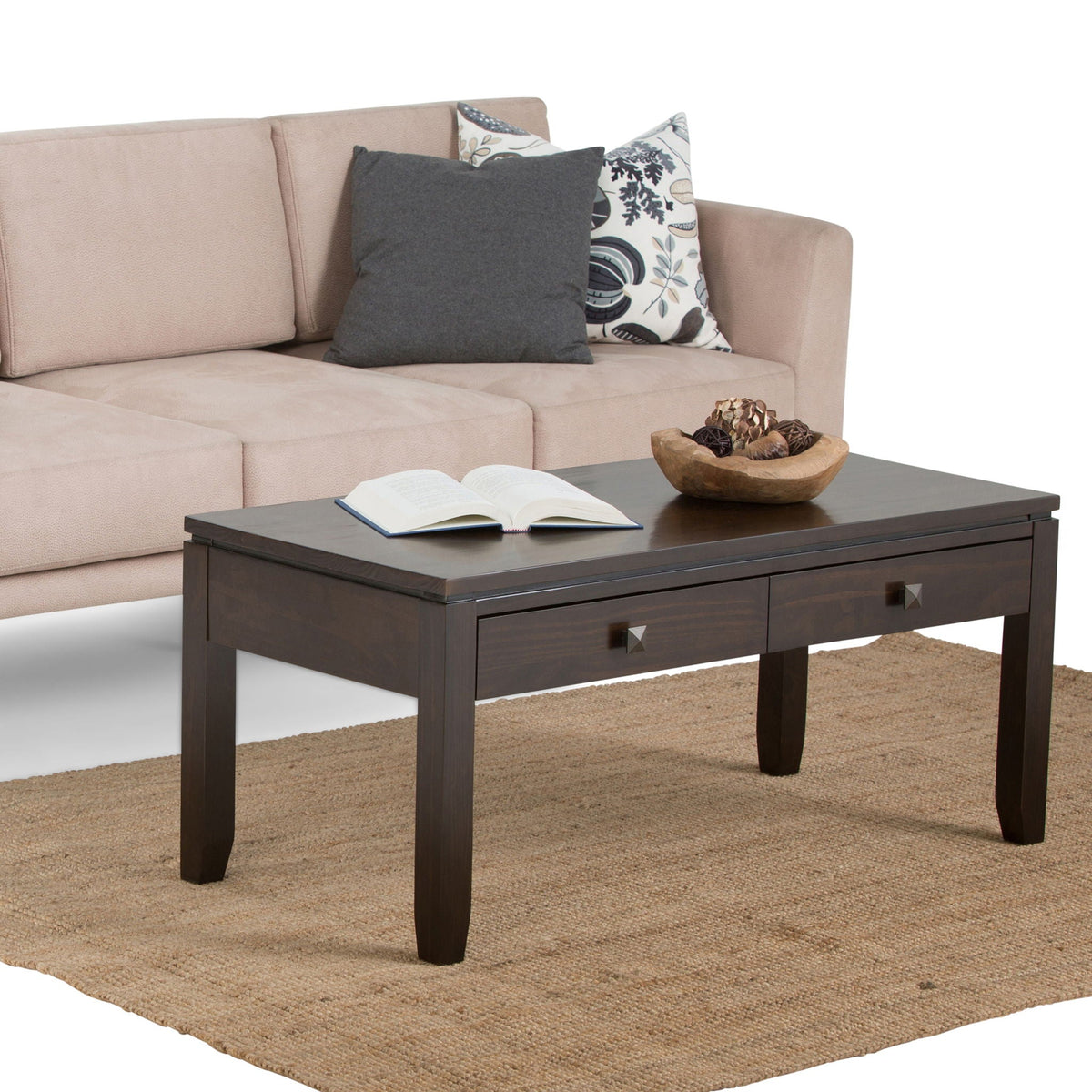 Dark Brown Multipurpose Coffee Table with Drawers - Solid Wood, photo 4 of 10