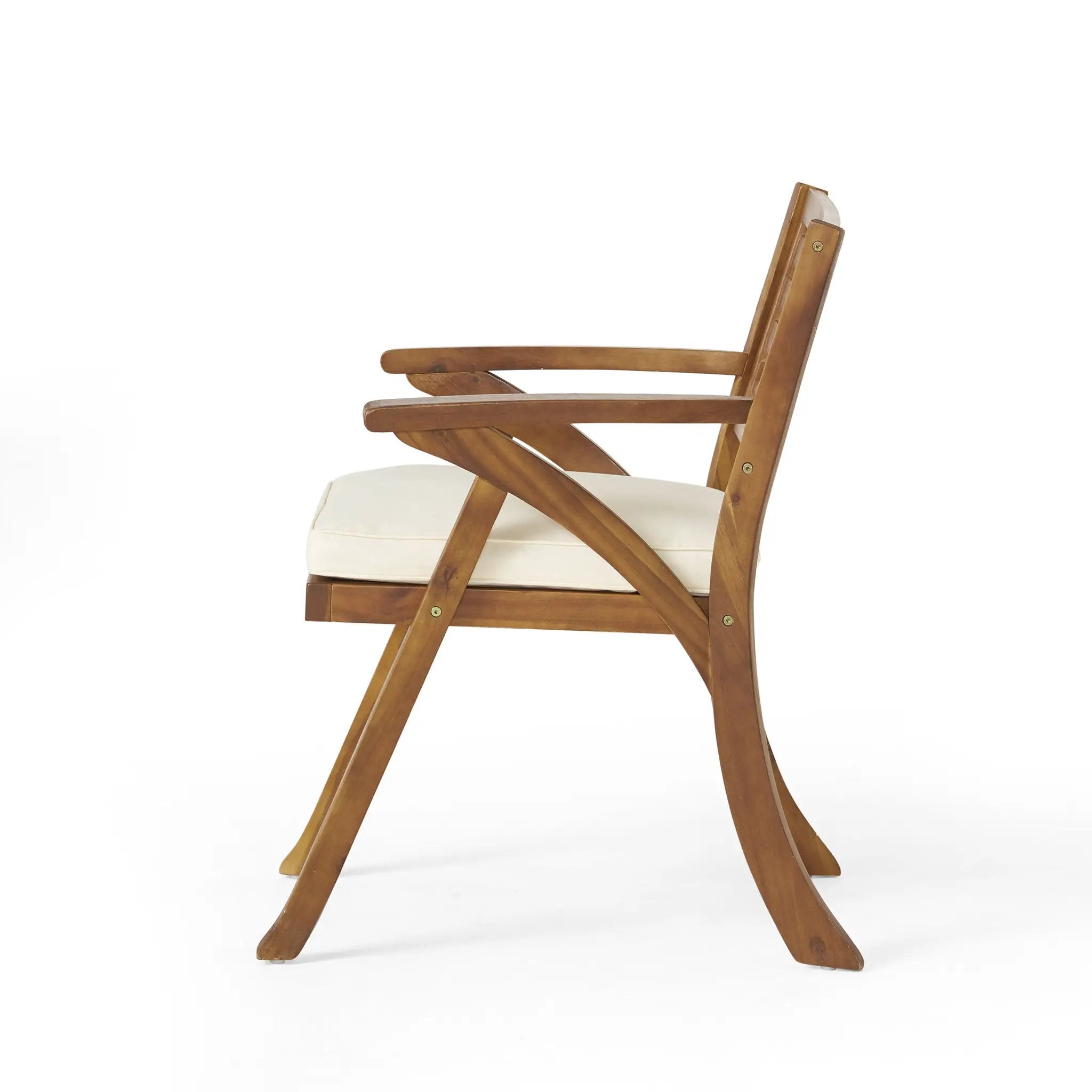 Outdoor 6 Pieces Acacia Wood Dining Set with Cushion and Handwoven Rattan Legs by HouseOfZazla