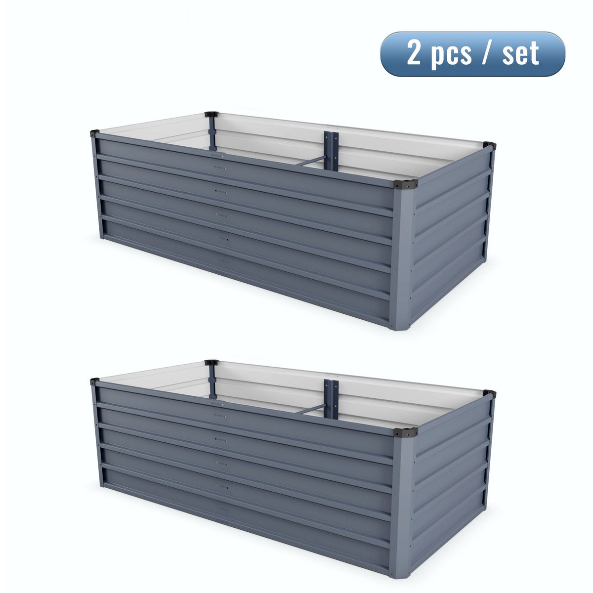Large Galvanized Steel Garden Bed with Open-Bottom Drainage - Dark Gray, photo 2 of 29
