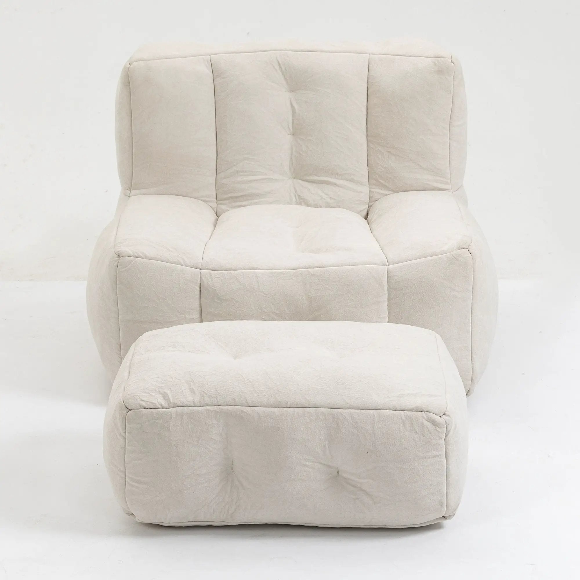 Modern Indoor Fluffy Bean Bag Chair With Memory Foam And Ottoman, Super Soft by HouseOfZazla