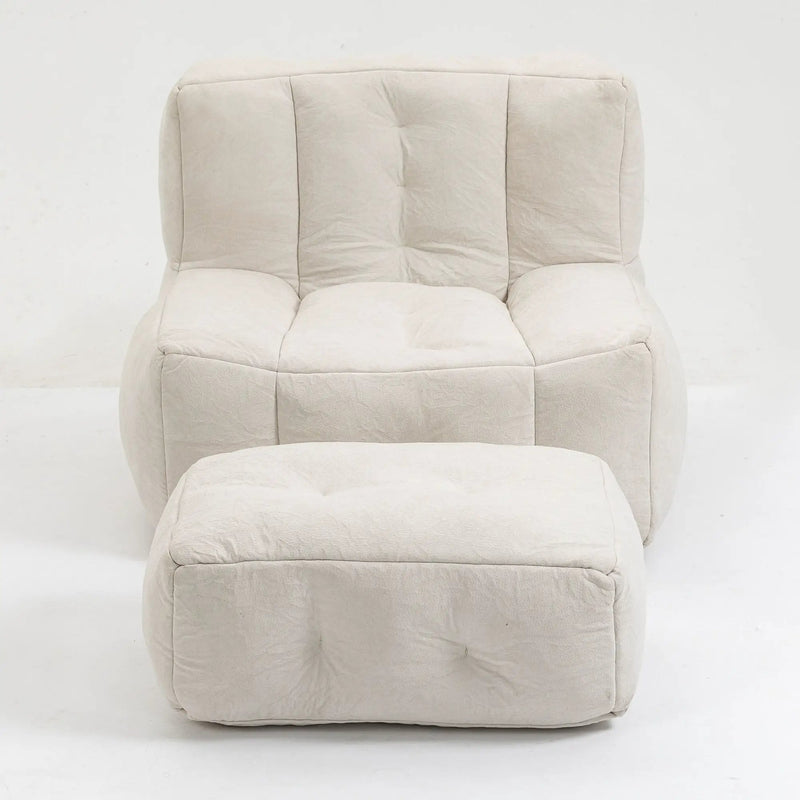 Modern Indoor Fluffy Bean Bag Chair With Memory Foam And Ottoman, Super Soft by HouseOfZazla