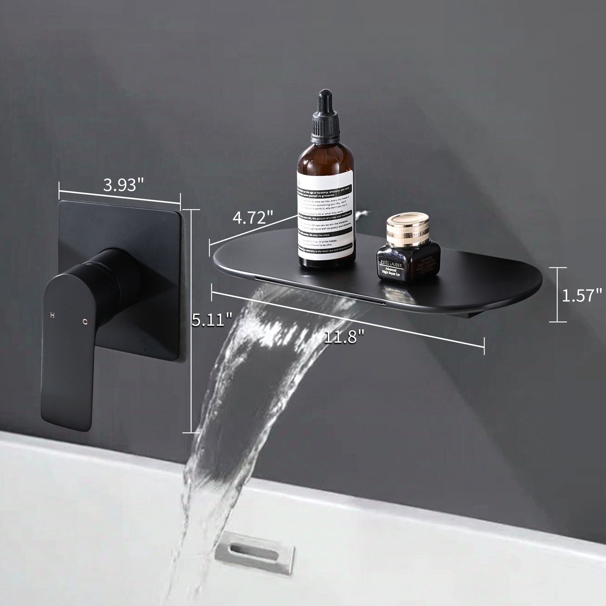 Modern Wall Mount Bathroom Sink Faucet With Waterfall Spout by HouseOfZazla