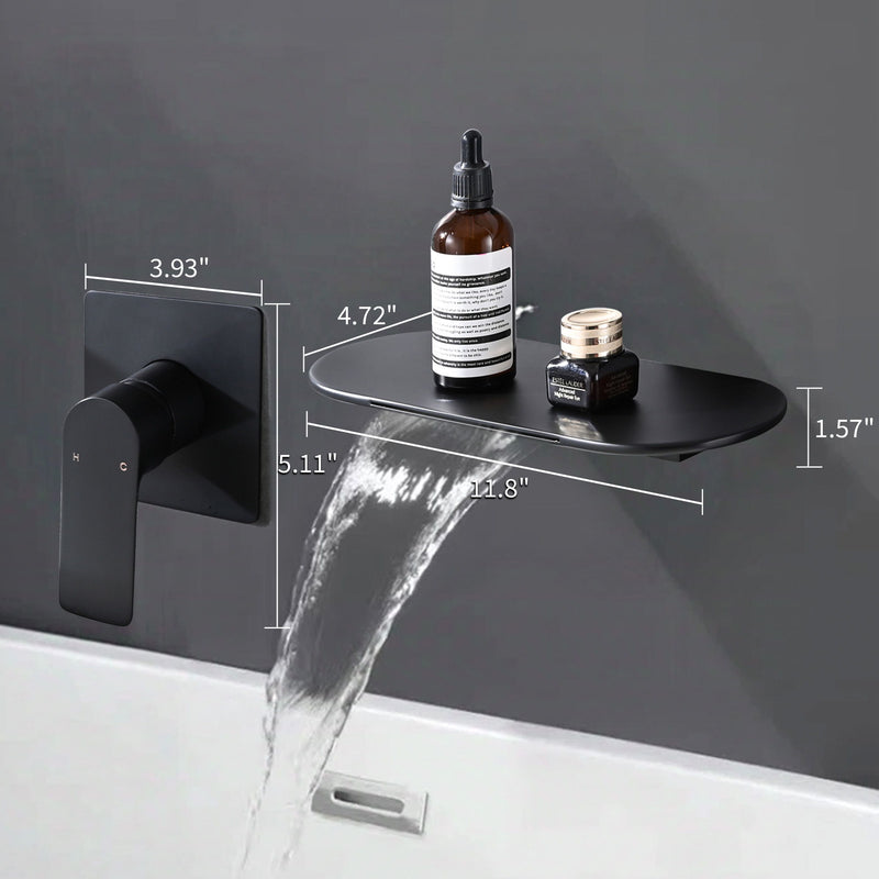 Modern Wall Mount Bathroom Sink Faucet With Waterfall Spout by HouseOfZazla