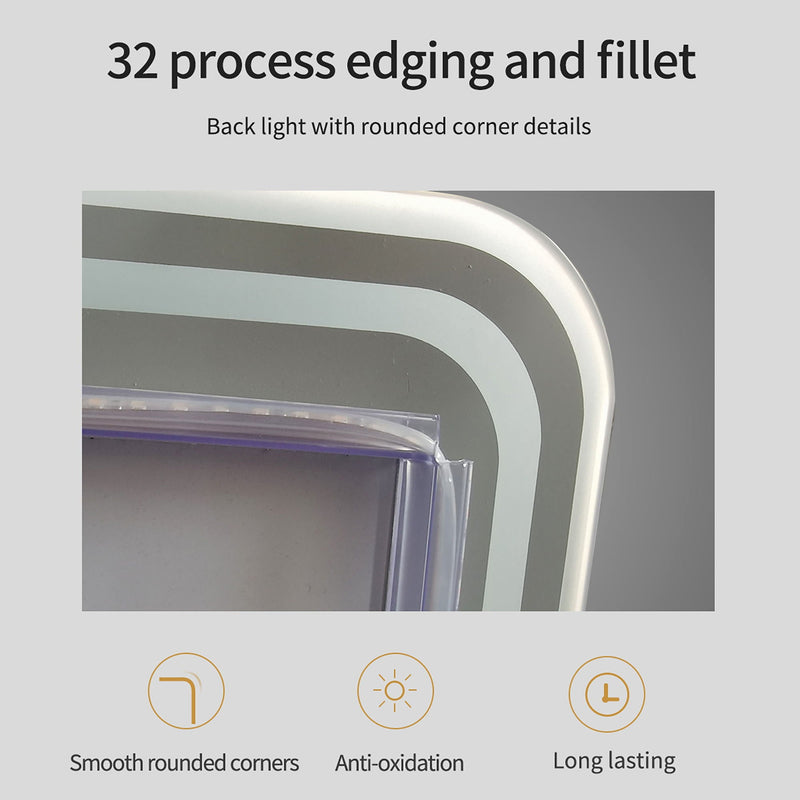 Frameless Full Length Floor Mirror With LED Light, Dimming & 3 Color Modes Mirror - Silver by HouseOfZazla