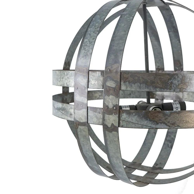 4 Light Galvanized Chandelier, Hanging Light Fixture With Adjustable Chain For Kitchen, Bulb Not Included - Gray by HouseOfZazla
