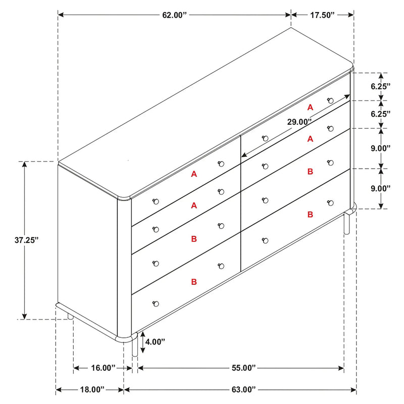 Stevie - Rectangular 8 Dresser - Sand