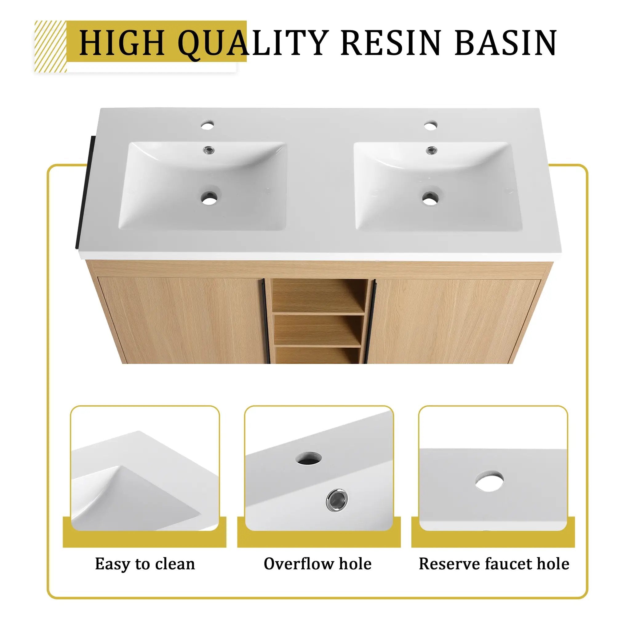 48" Freestanding Bathroom Vanity With Resin Double Sink by HouseOfZazla