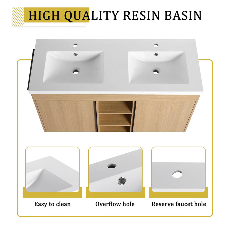 48" Freestanding Bathroom Vanity With Resin Double Sink by HouseOfZazla