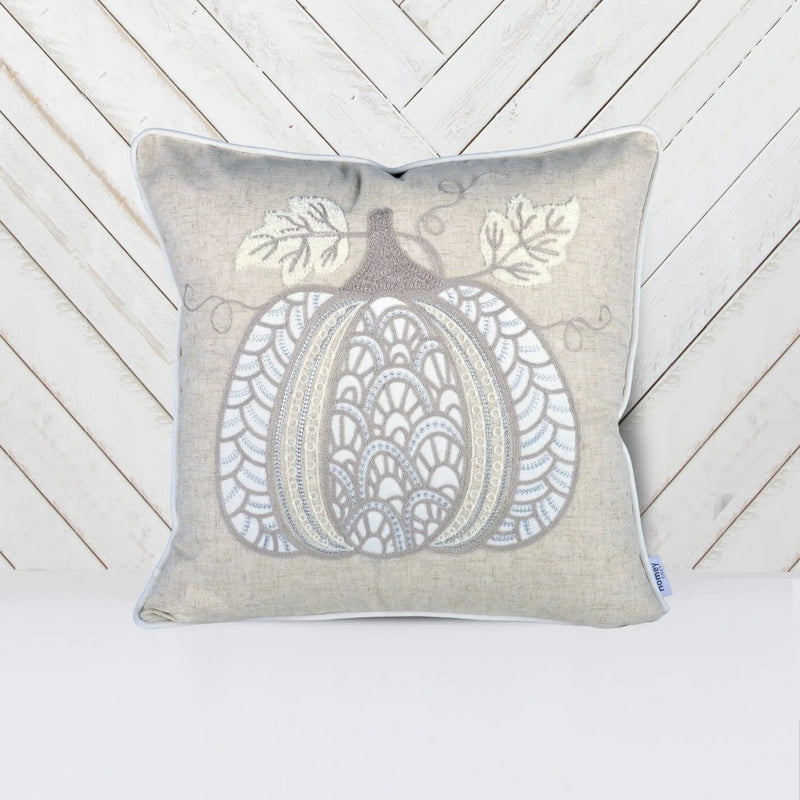 Lace Embroidered Pumpkin Throw Pillow - Natural by Unique Piece Furniture