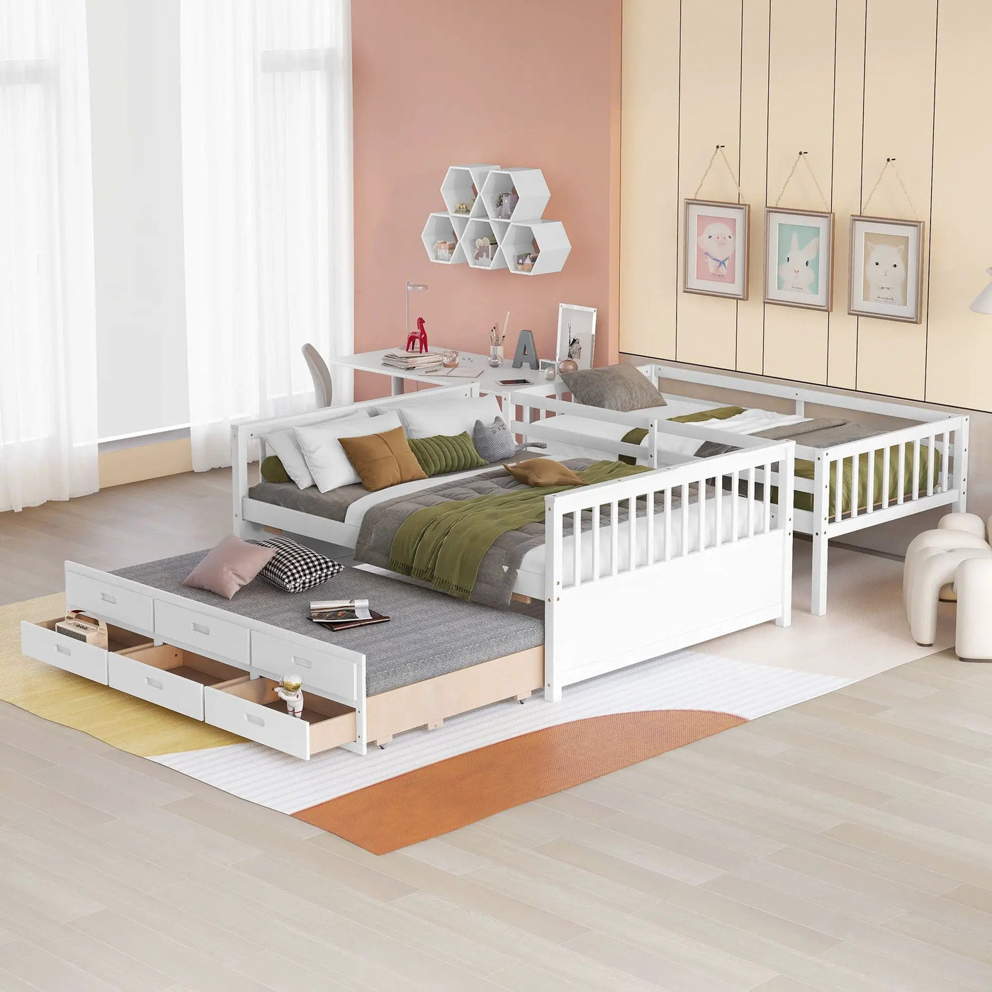 Bunk Bed With Twin Size Trundle And Drawers by Unique Piece Furniture