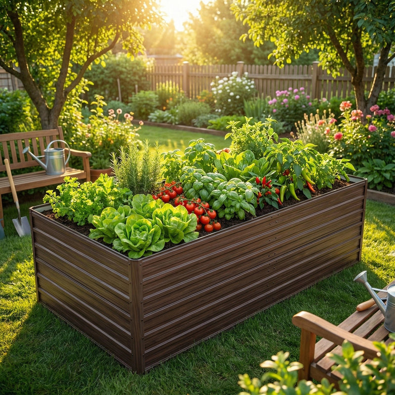 Woodgrain Aesthetic & Metal Strength: 8x4x2FT Galvanized Raised Garden Bed Kit by HouseOfZazla