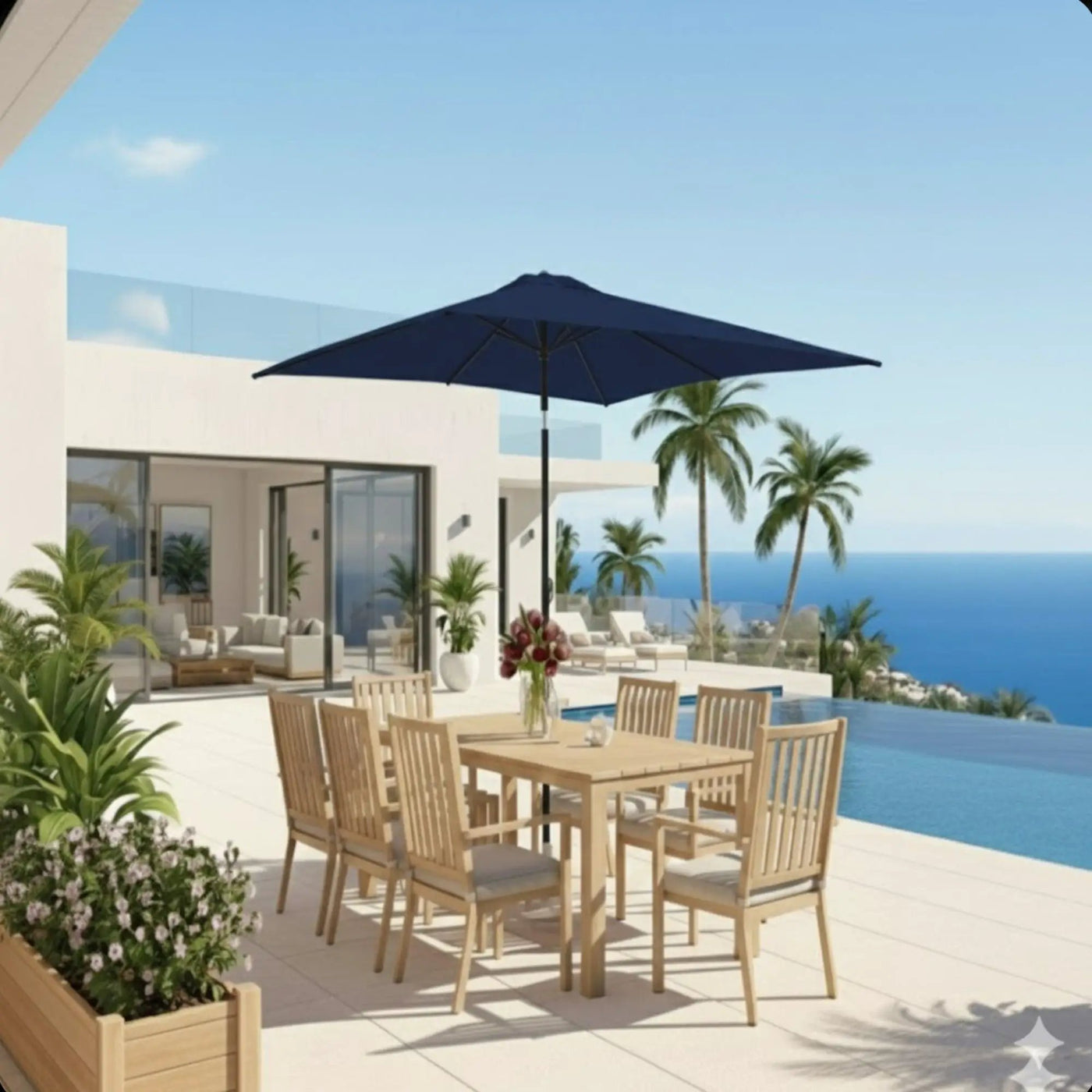 Rectangular Patio Umbrella With Crank Tilt, Polyester UV-Resistant Canopy by HouseOfZazla