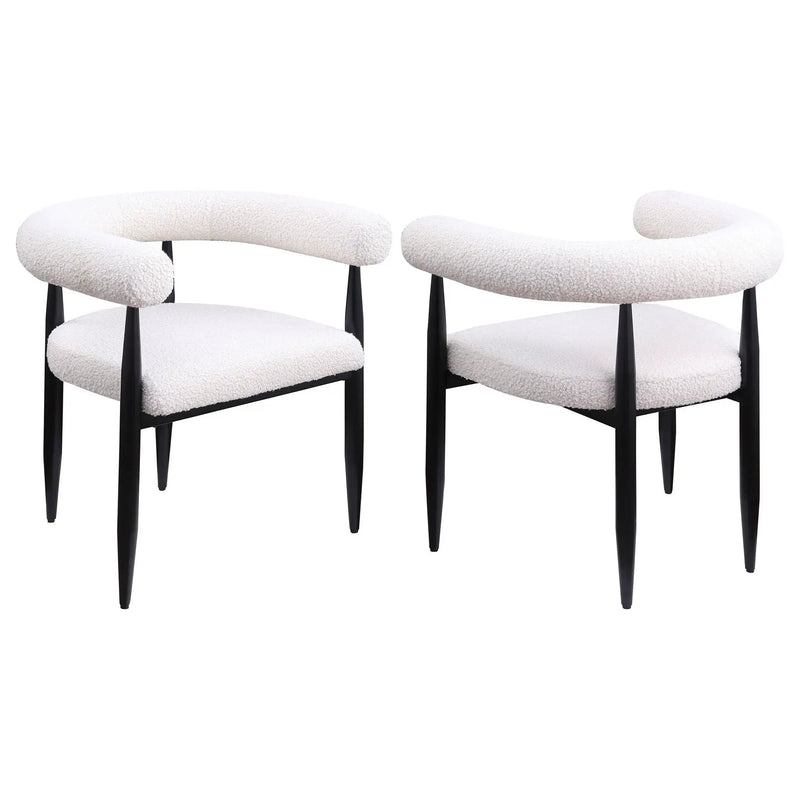Notting - Upholstered Dining Arm Chair (Set of 2) In And Open C Shaped Backrest - Cream by HouseOfZazla