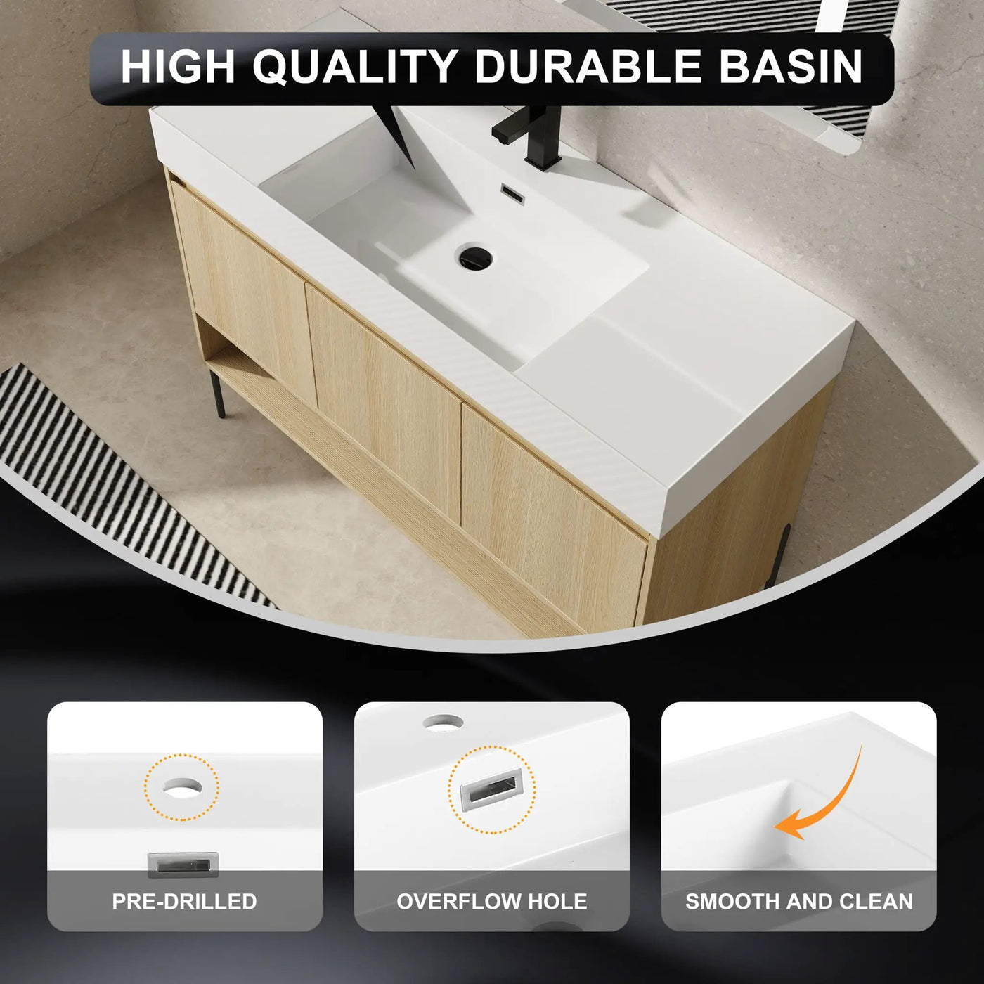 Modern Bathroom Vanity Combo With Single Resin Sink And Storage Cabinet by HouseOfZazla