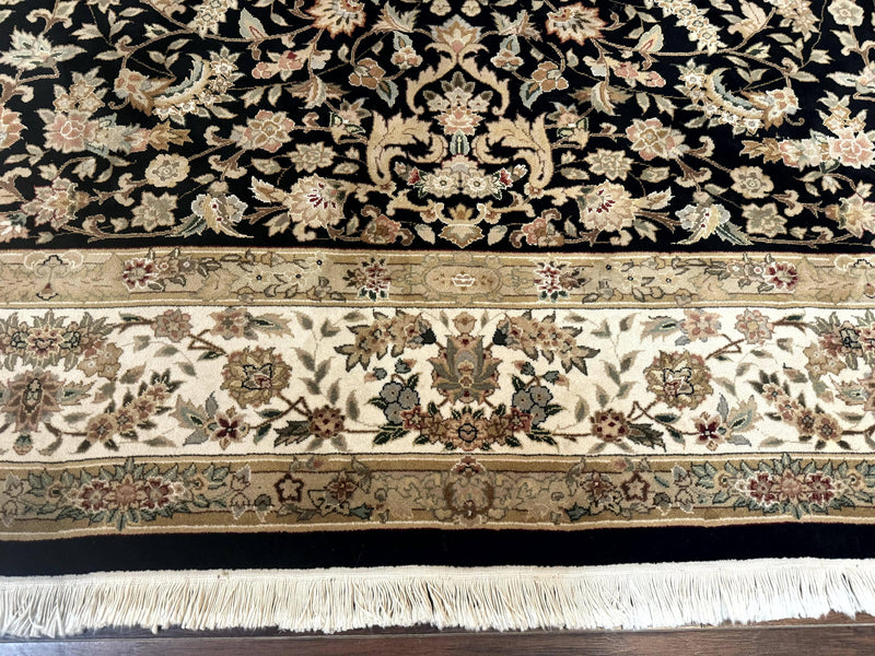 Sino Persian Rug 9x12, Floral Medallion, Black and Ivory, Elegant by Jewel Rugs
