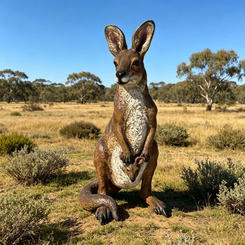 22" Mother Kangaroo with Joey Statue by HouseOfZazla