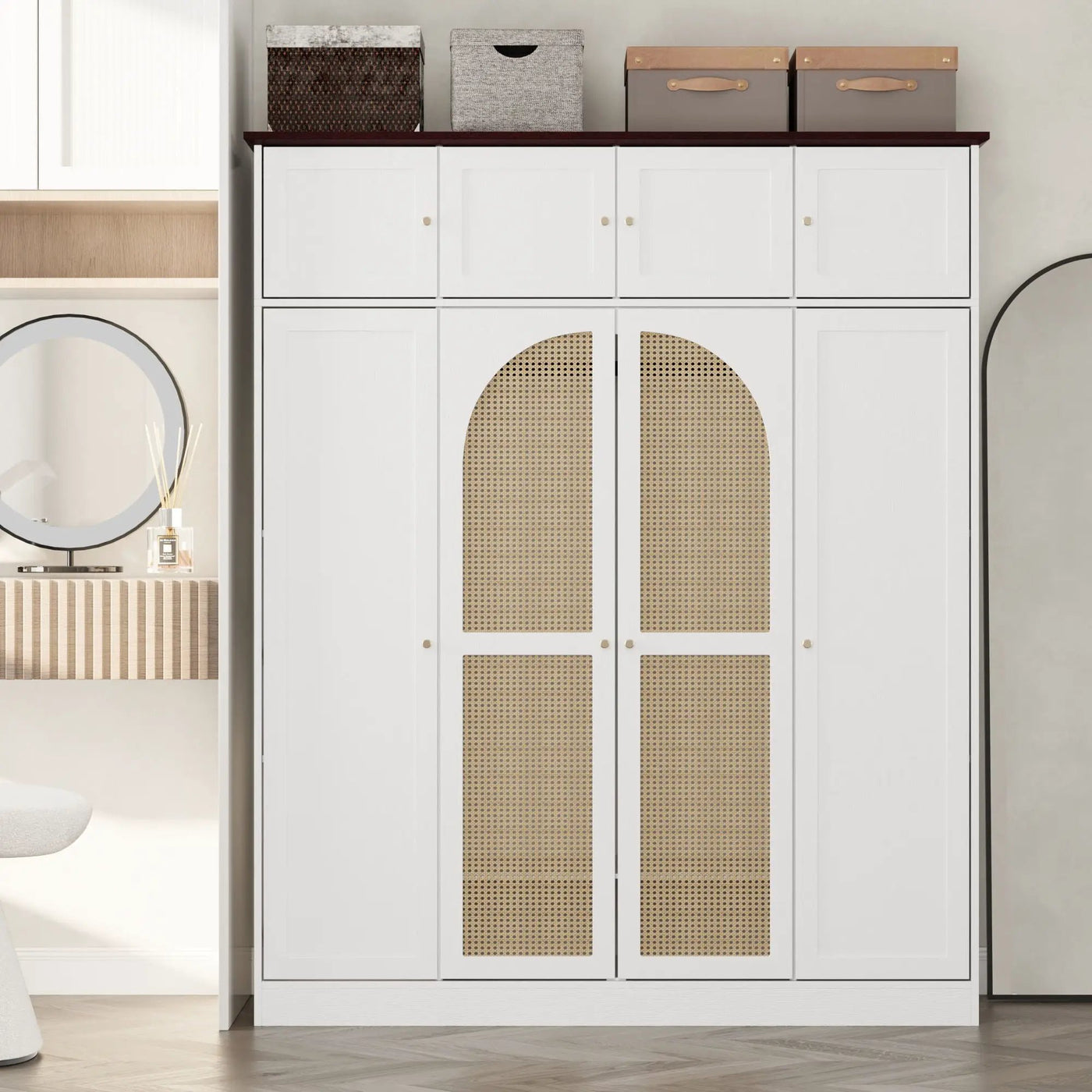 8 Door Armoire Wardrobe With Adjustable Shelves And Hanging Rod by Unique Piece Furniture