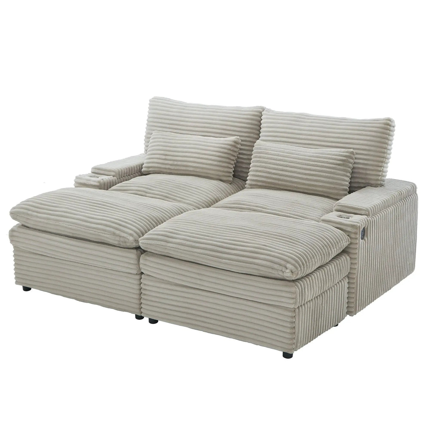Convertible Loveseat Sofa With Storage, USB Ports, Cup Holders by Unique Piece Furniture