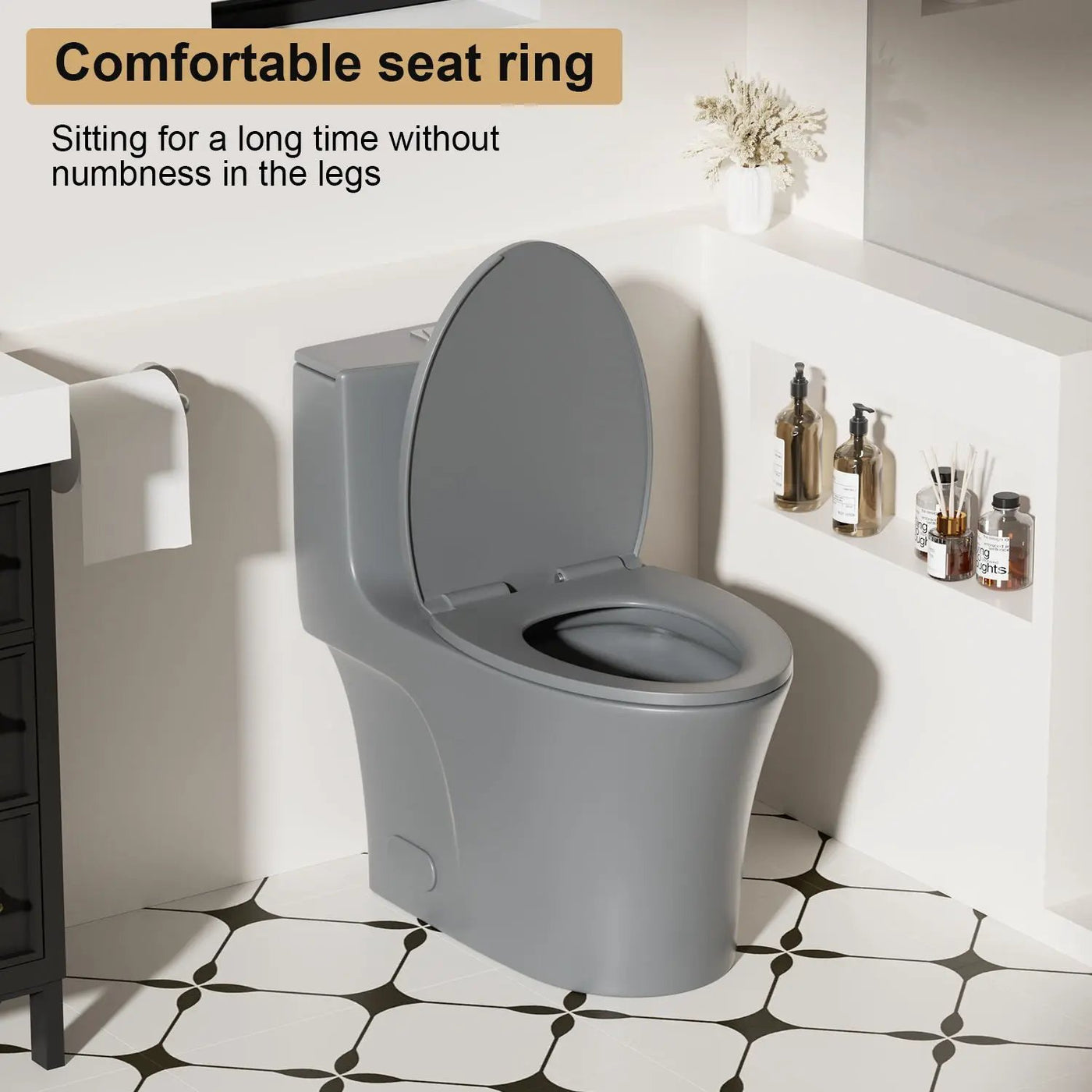 1 Piece Toilet With Dual Flush And Soft Closing Seat by HouseOfZazla