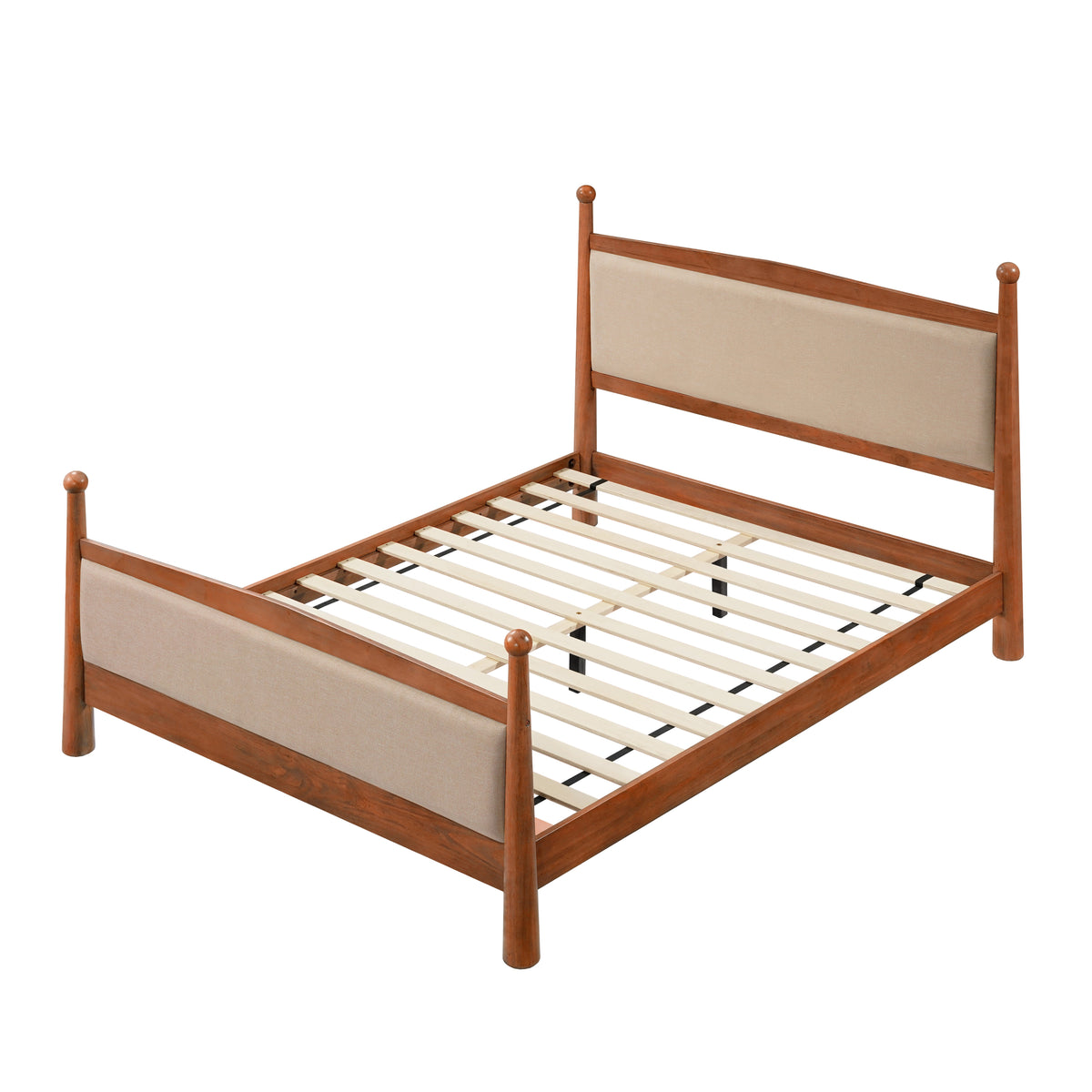 Queen Size Upholstered Platform Bed Frame with Wooden Slat Support, photo 4 of 10