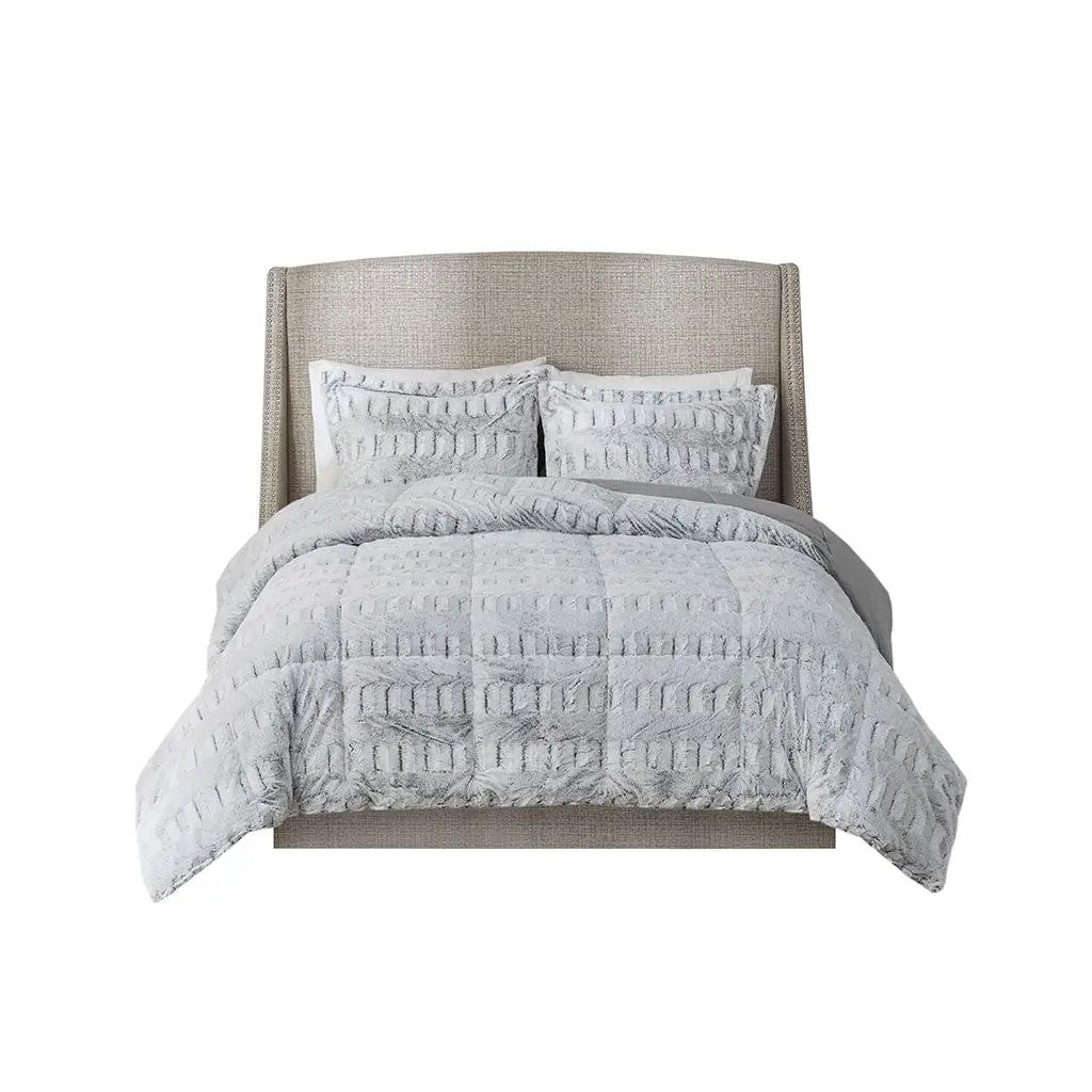 King/Cal King Back Print Long Fur Comforter Mini Set by HouseOfZazla