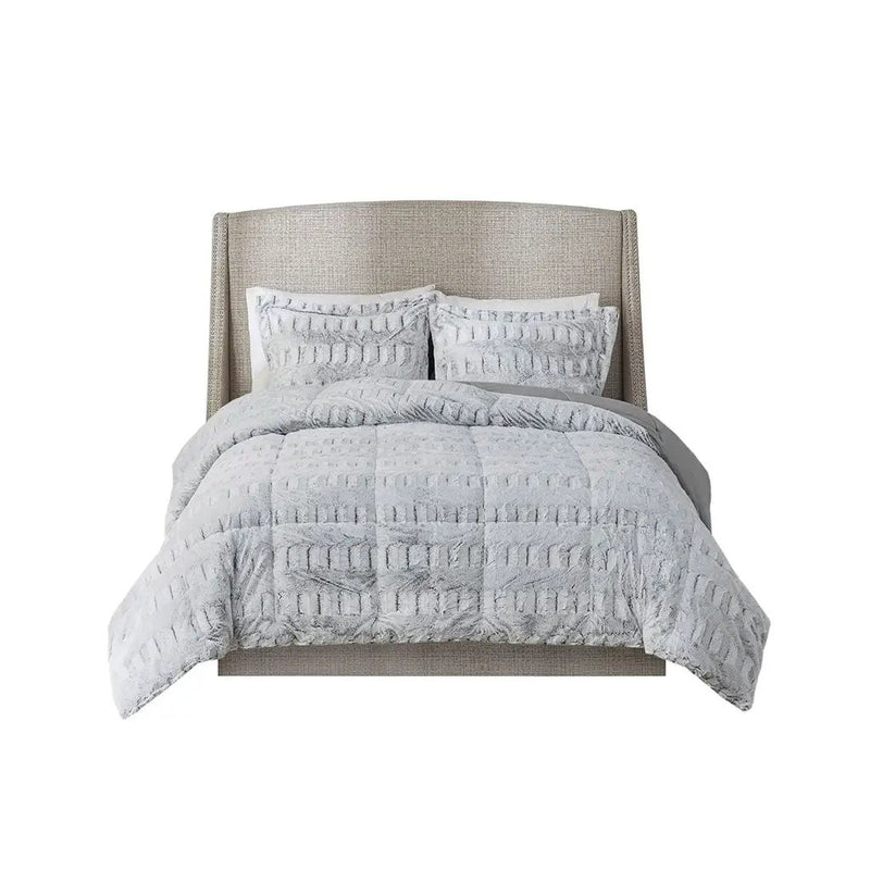 Full/Queen Back Print Long Fur Comforter Mini Set by HouseOfZazla