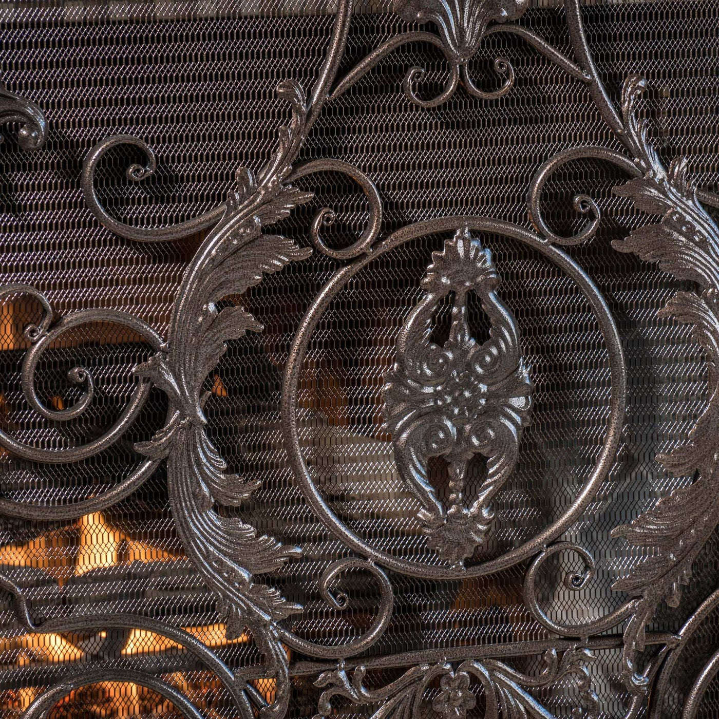 Mariella Traditional Floral Iron Fireplace Screen with Ornate Design by HouseOfZazla
