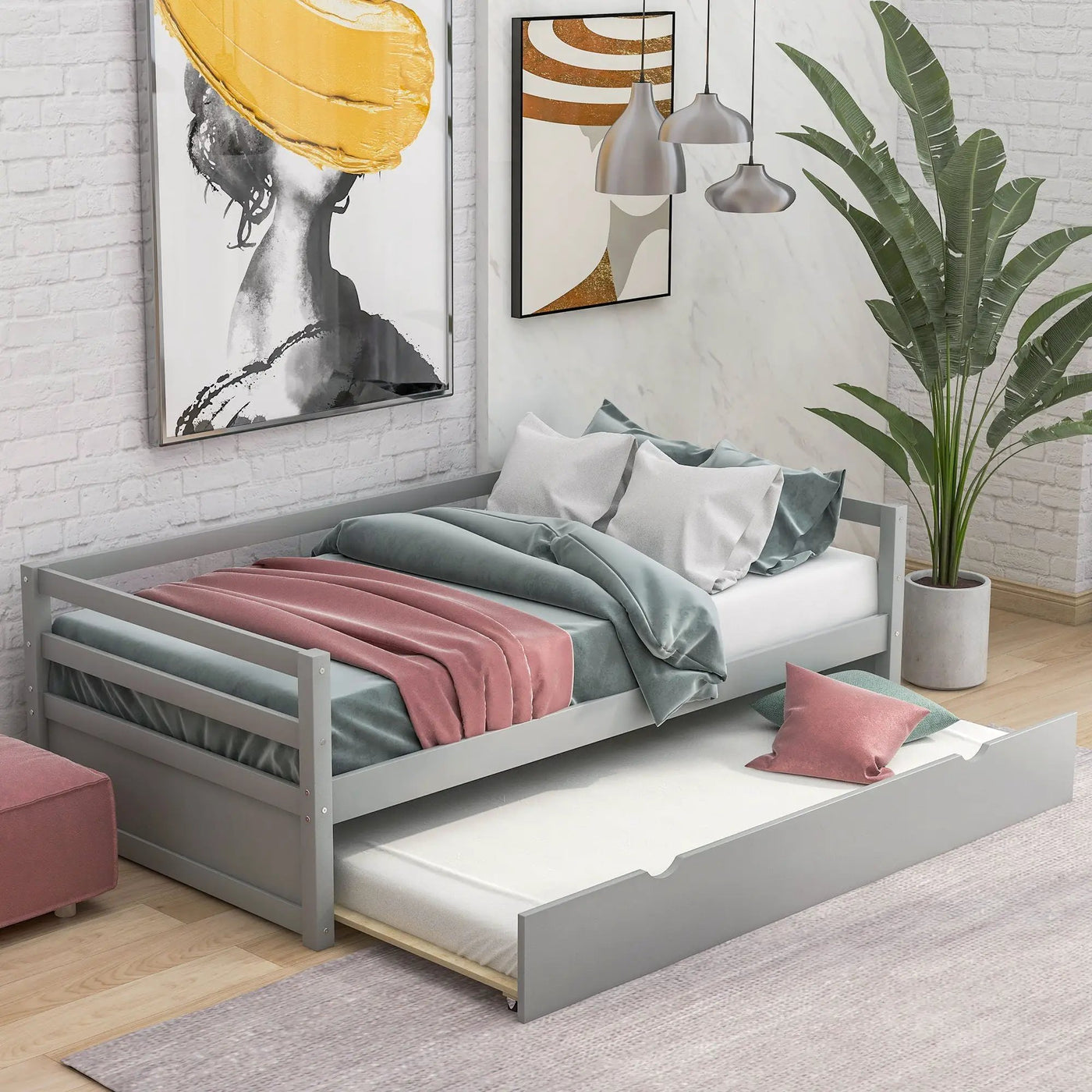 Twin Daybed With Trundle Frame Set by HouseOfZazla