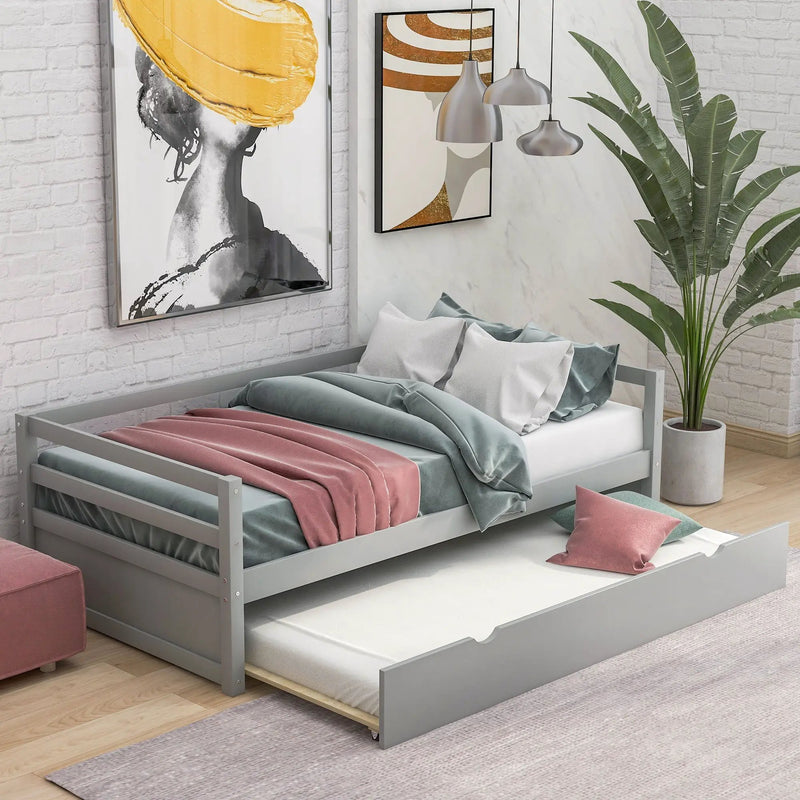 Twin Daybed With Trundle Frame Set by HouseOfZazla