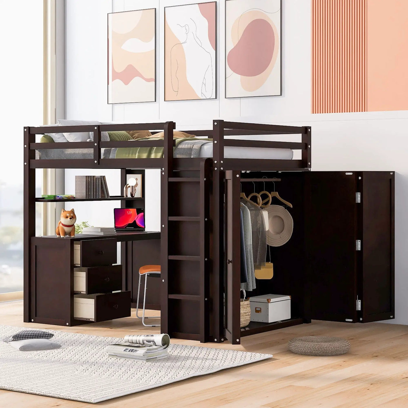 Loft Bed With Drawers, Desk, And Wardrobe by HouseOfZazla