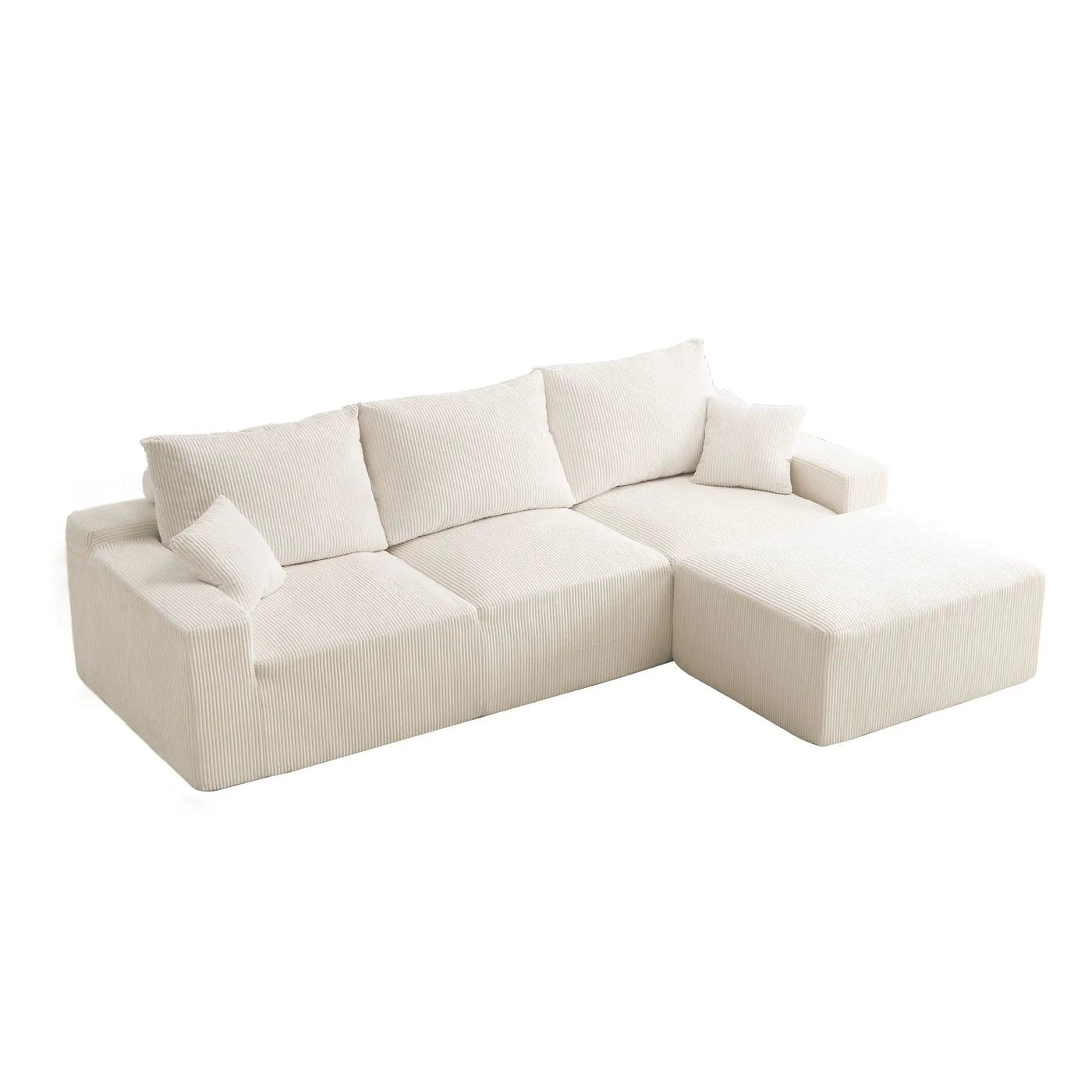 L Shaped Sectional Sofa, Full Compression 3 Seater Cloud Couch With Chaise by Unique Piece Furniture