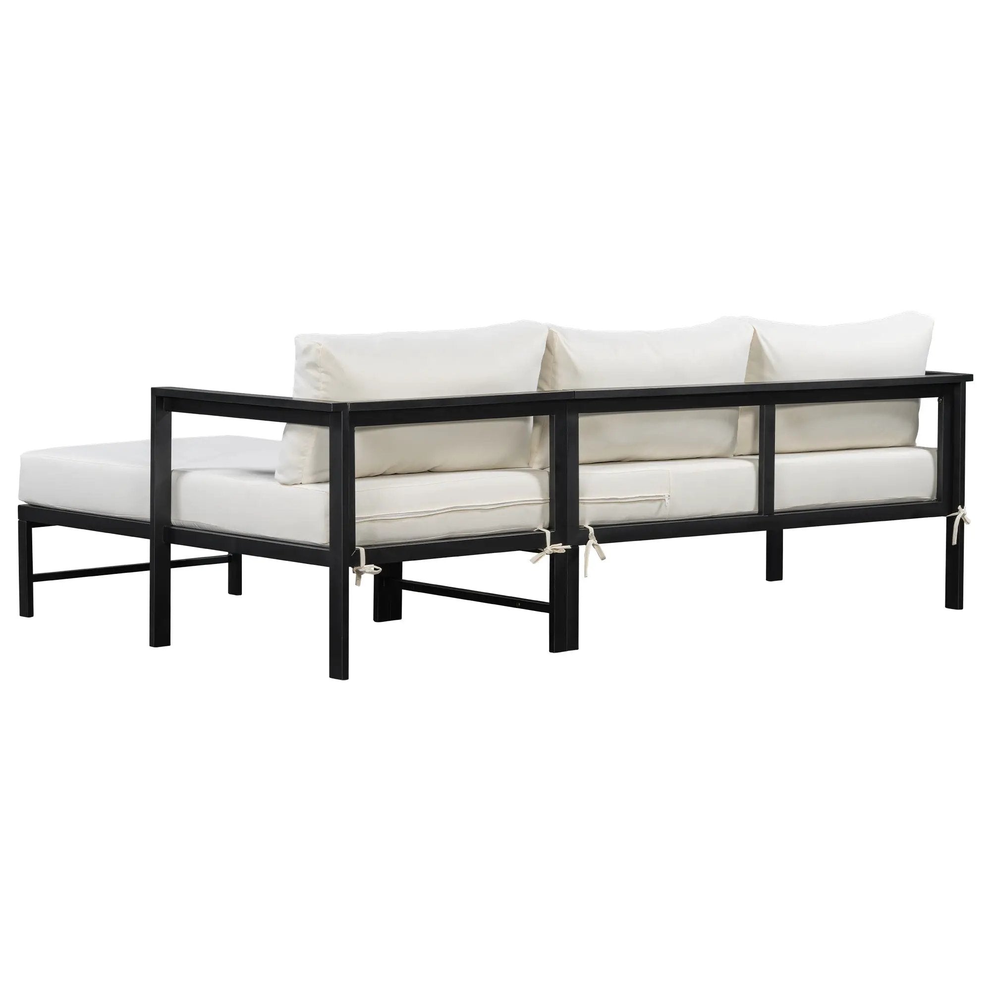U_style Outdoor L-Shaped Sofa with Iron Frame and Ultra-Thick Cushions by HouseOfZazla
