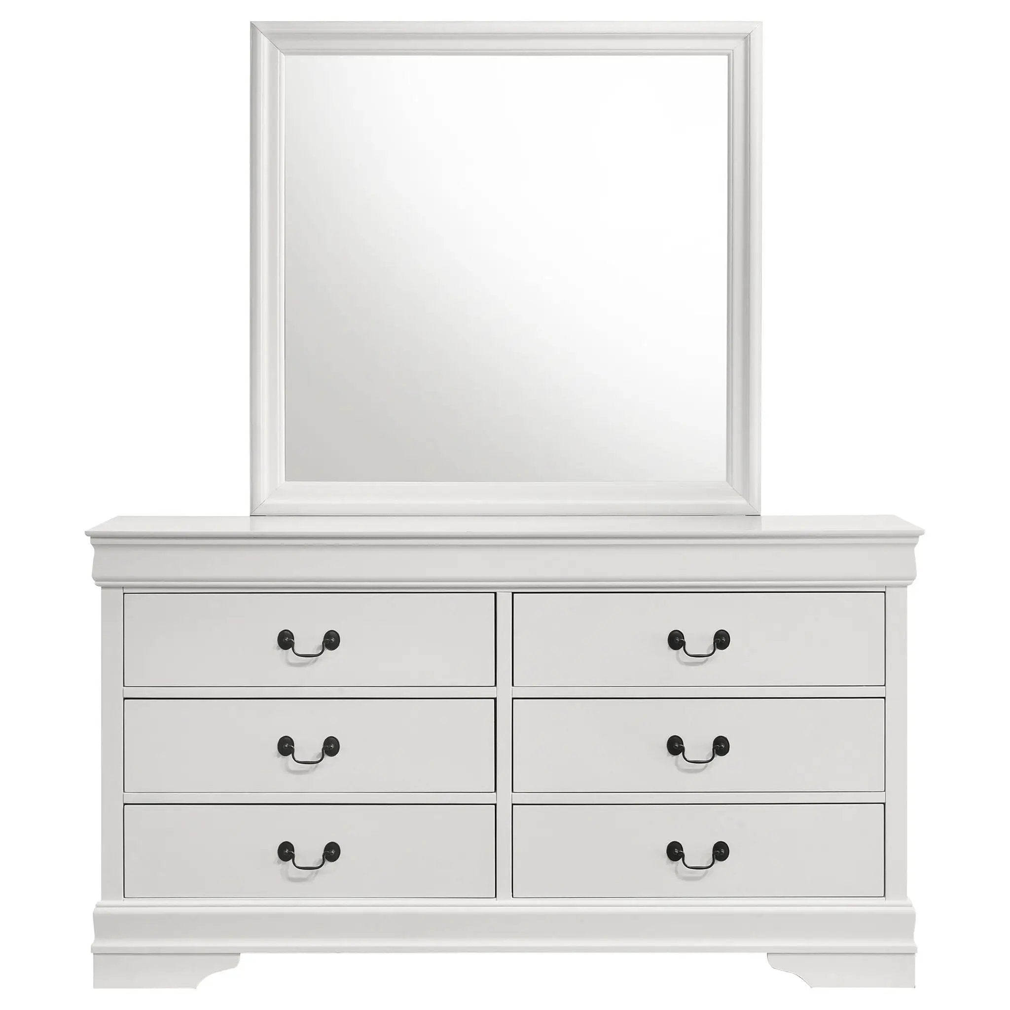 Louis Philippe 6-drawer Dresser and Mirror White by Unique Piece Furniture