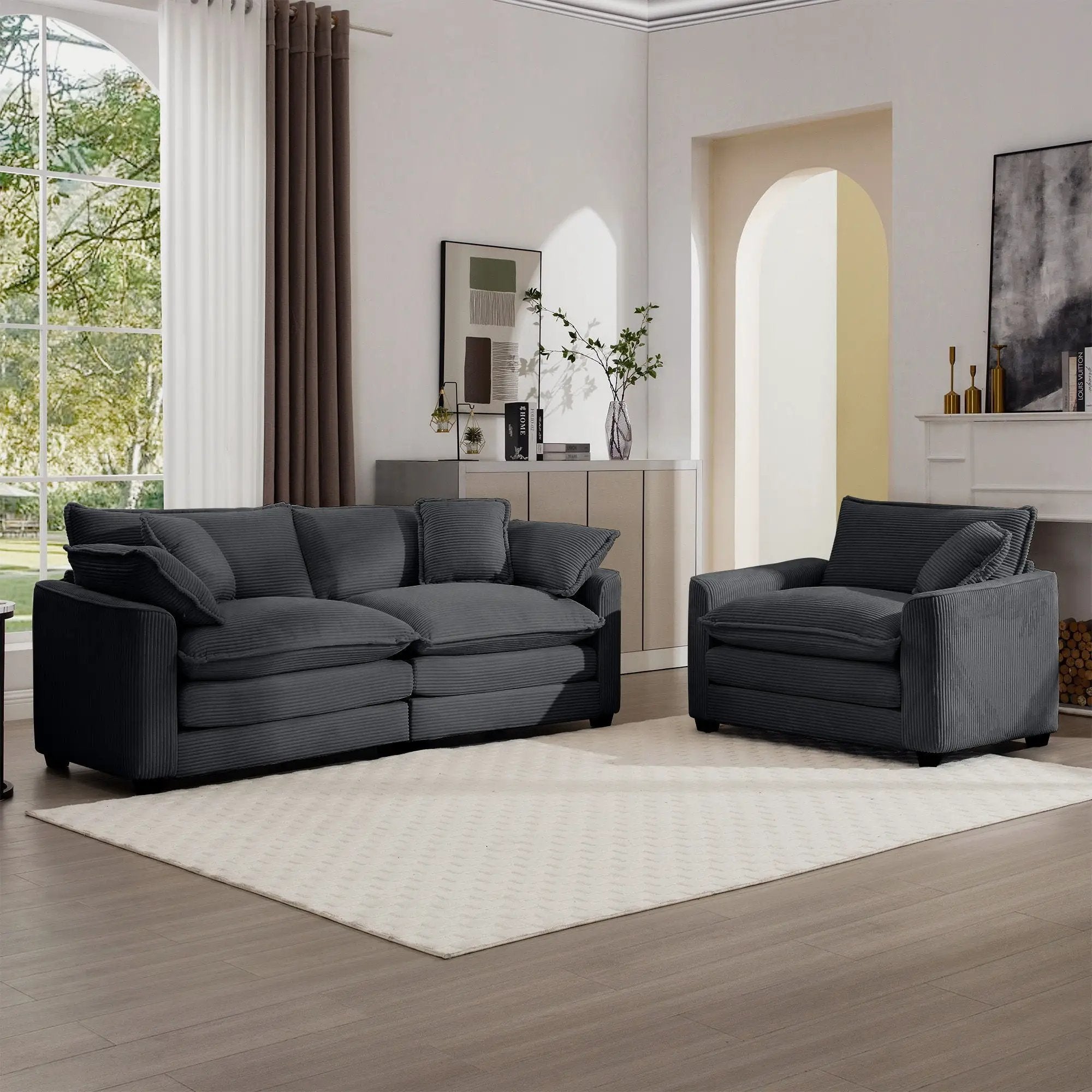 Elegant Oversized Sectional Sofa Set With Deep Seats And Flexible Layout by Unique Piece Furniture