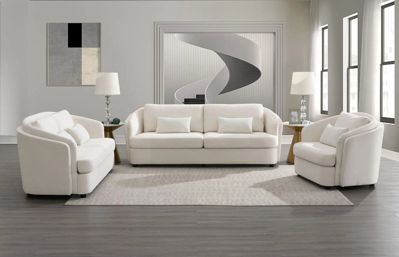 Mariko - 3 Piece Living Room Set Sofa Loveseat Chair - Beige by Unique Piece Furniture