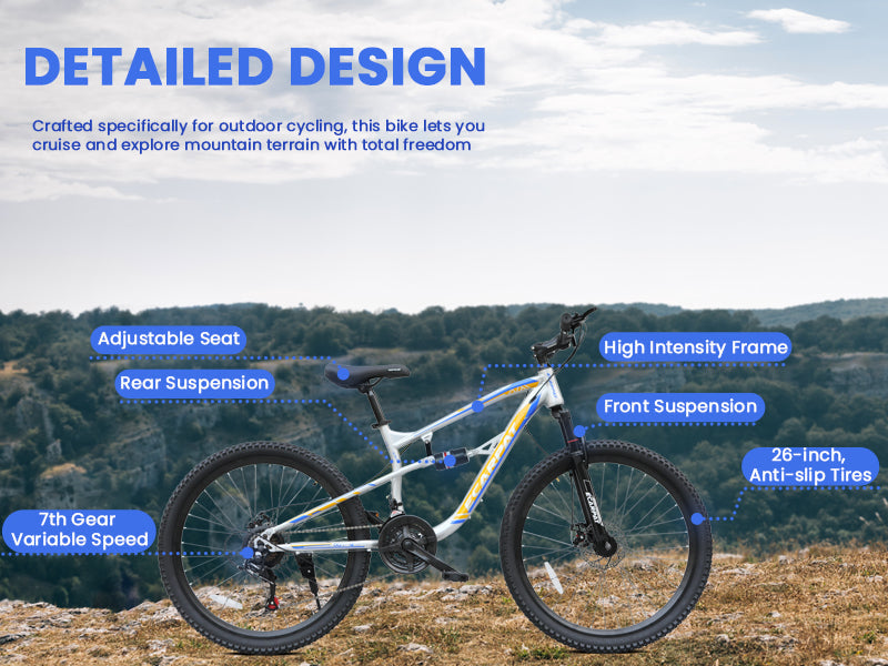 A2670 26 Inch Mountain Bike with 21-Speeds & Full Suspension, photo 10 of 10