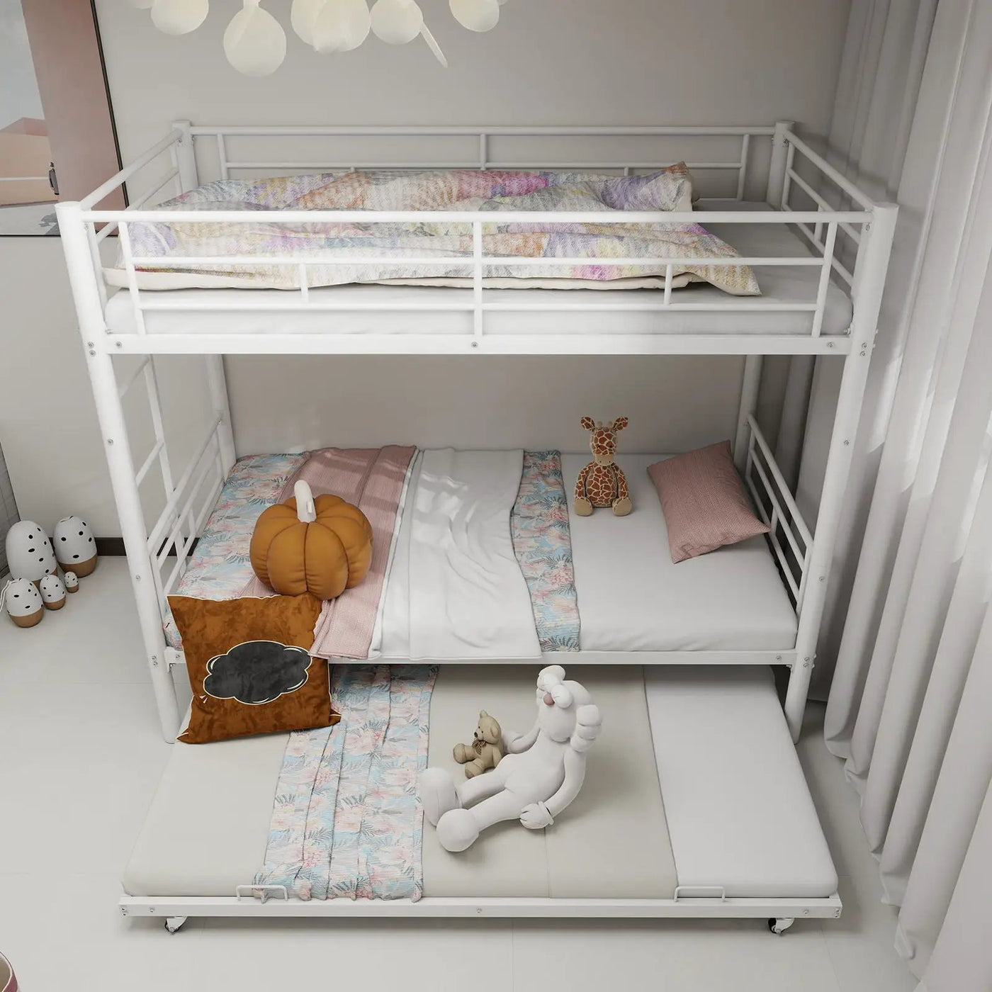 Bunk Bed For Kids, Convertible Frame With Ladders & Guardrail by HouseOfZazla
