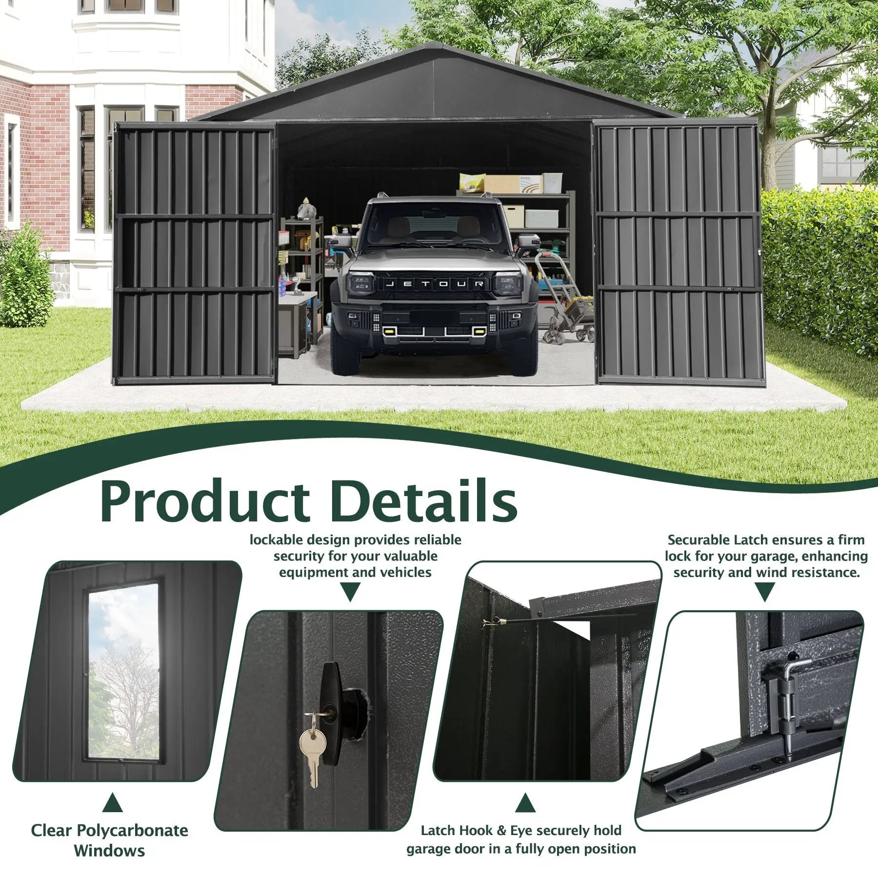 12x15FT Outdoor Metal Garage Shed by HouseOfZazla