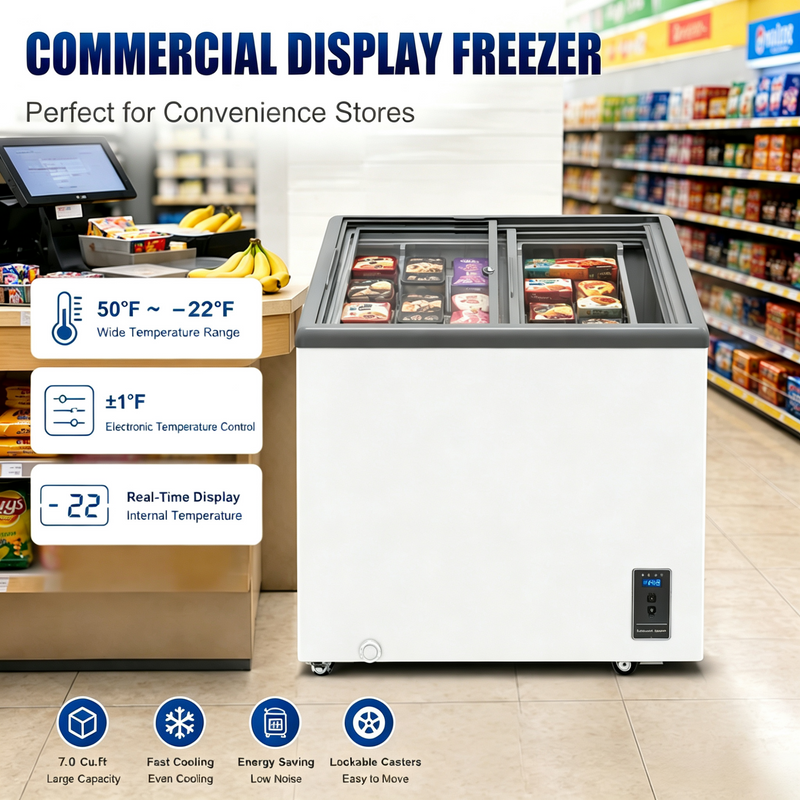 7.0 Cu.Ft Commercial Display Chest Freezer with Inverter Technology - Glass, photo 3 of 10