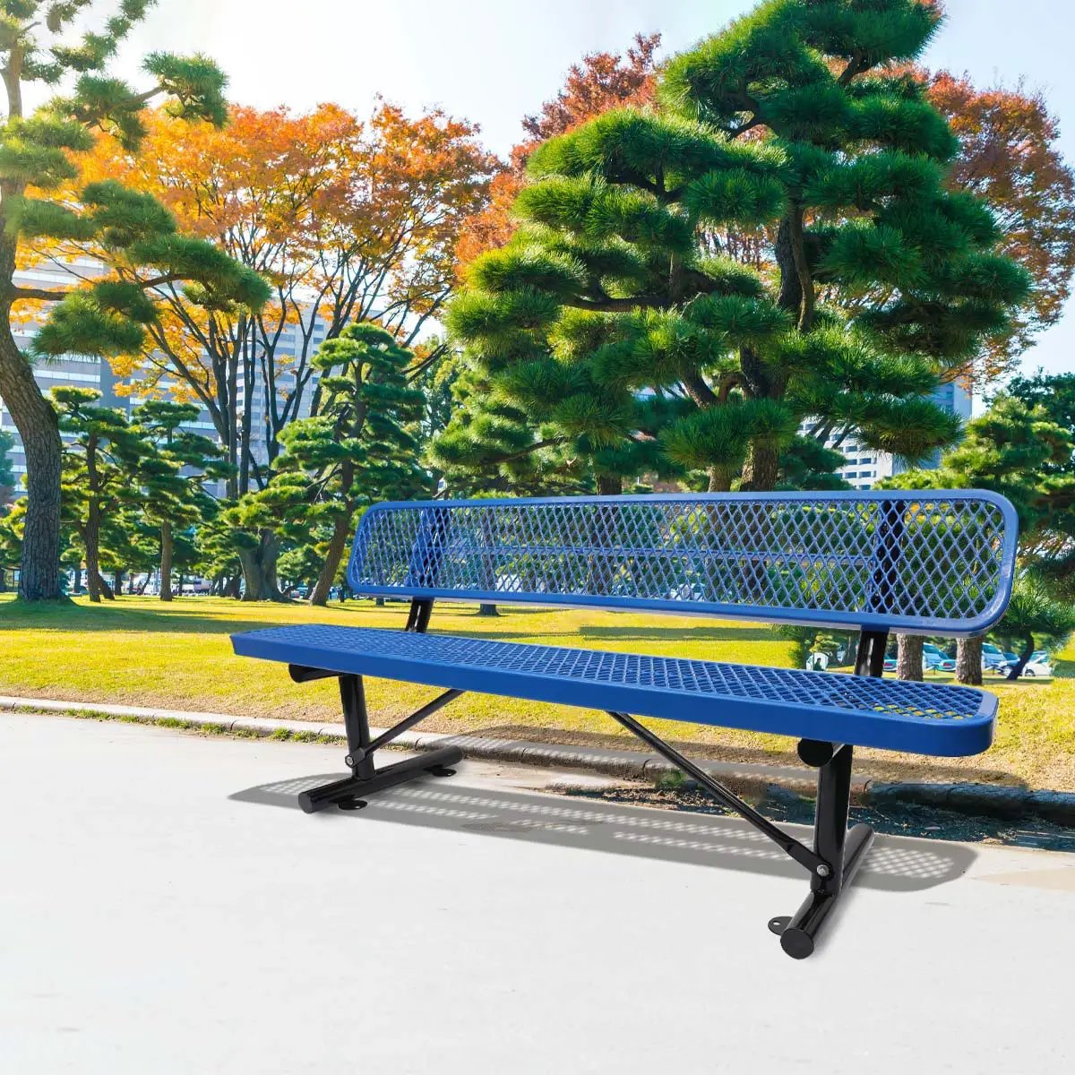 Outdoor Steel Bench With Backrest by Unique Piece Furniture