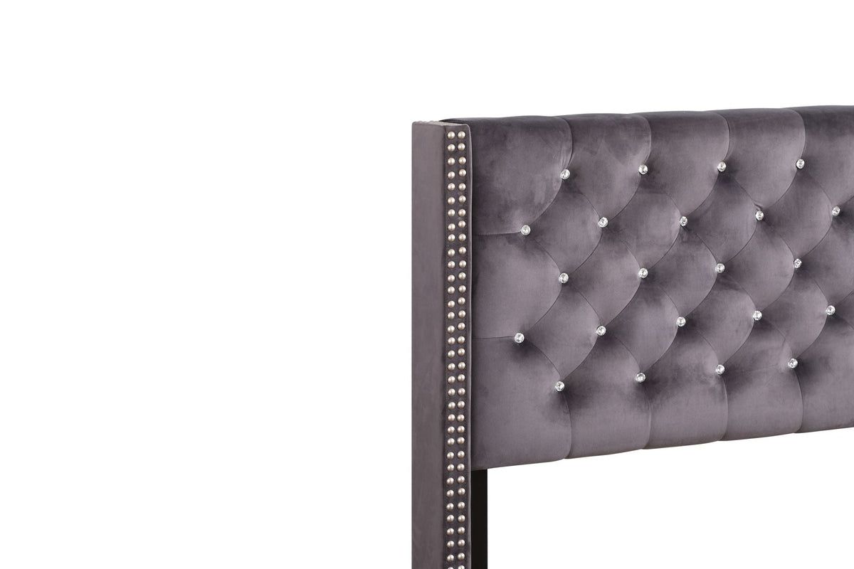 Upholstered Nailhead Trim Chic Bed with Tufted Headboard - Multiple Colors, photo 12 of 40