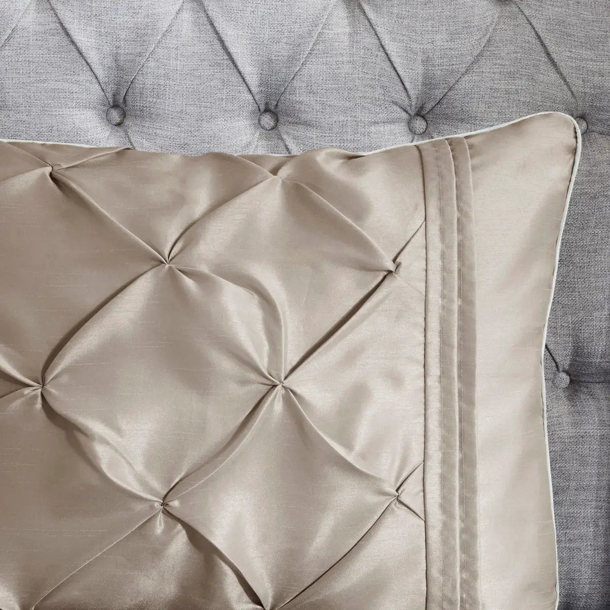 7 Piece Tufted Comforter Set Taupe Queen by HouseOfZazla