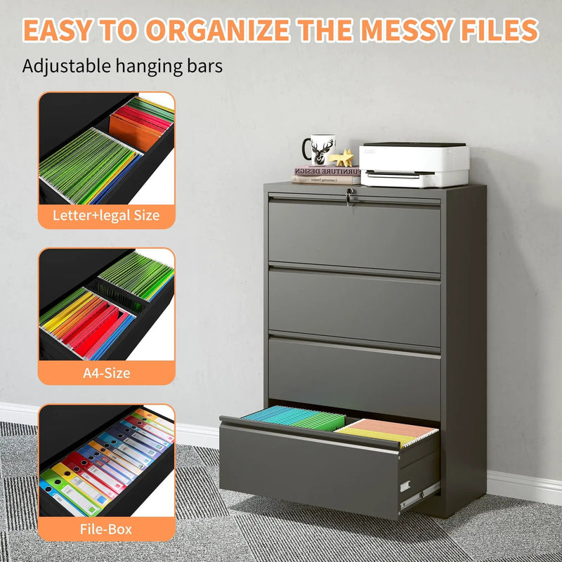 Premium Drawer Metal Lateral File Cabinet With Lock by Unique Piece Furniture